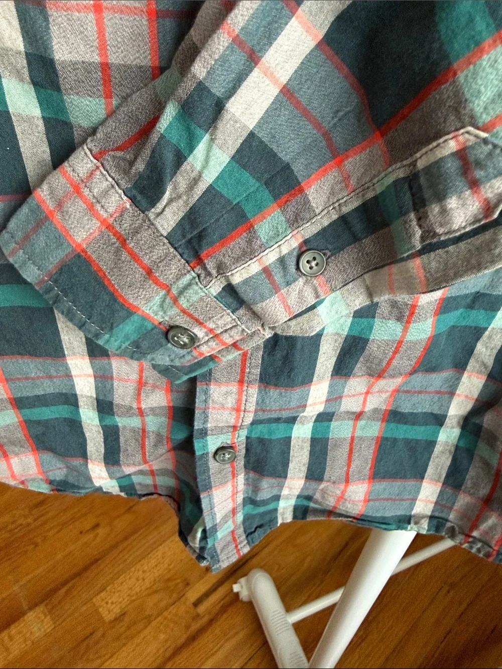 Old Navy Boy's Green Plaid Button-Down Shirt